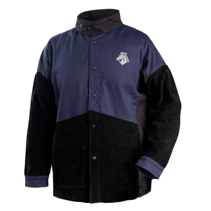 BSX® FR Cotton & Cowhide Hybrid Welding Jacket, Navy & Black Small