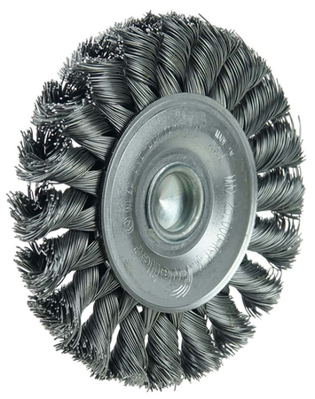 3-1/4" Stem-Mounted Knot Wire Wheel, .014" Steel Fill, 1/4" Stem