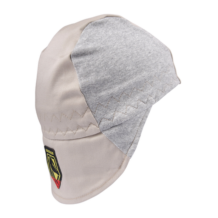 FR Cotton Welding Cap with Hidden Bill Extension, Gray/Stone Khaki Medium