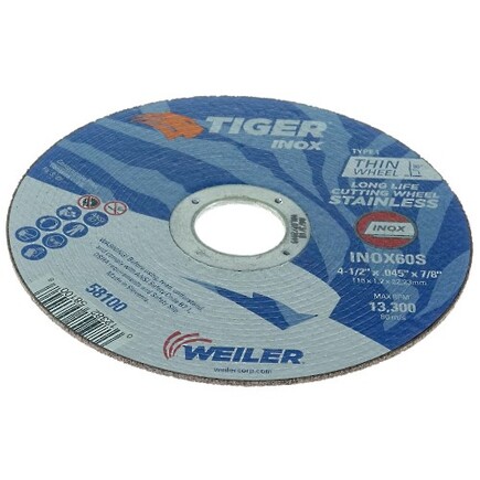 4-1/2" X .045 Cut Off Wheel Tiger INOX (SS) Type 1 Weiler