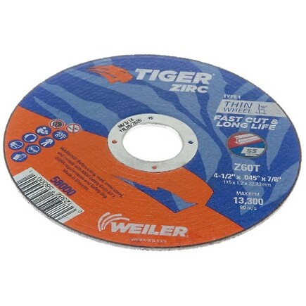 4-1/2" X .045 Cut Off Wheel Tiger Zirc Type 1 Weiler