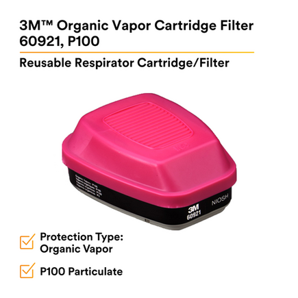 3M™ Organic Vapor Cartridge/Filter 60921, P100