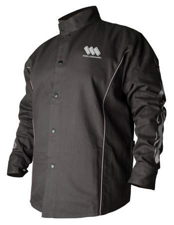 Black Stallion BSX® Contoured FR Cotton Welding Jacket, Black with Flames Large Size