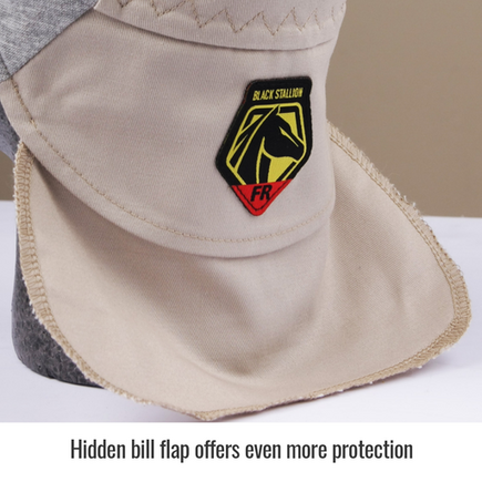 FR Cotton Welding Cap with Hidden Bill Extension, Gray/Stone Khaki Medium