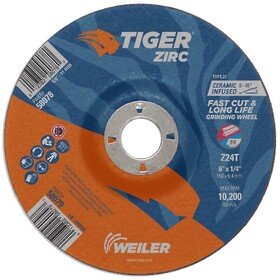 6" x 1/4 Grinding Wheel Tiger Zirc Type 27 (7/8 A.H.) Weiler