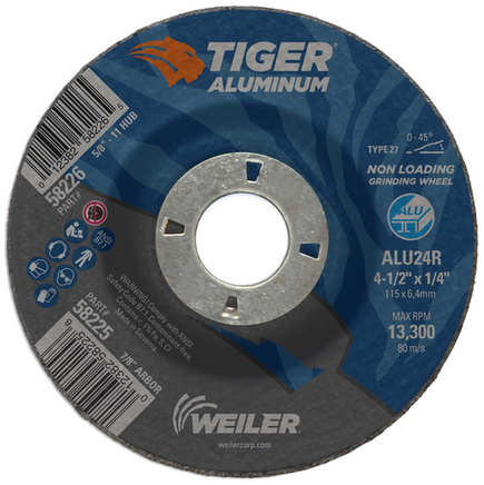 4-1/2" x 1/4 Grinding Wheel Tiger Aluminum Type 27 Weiler