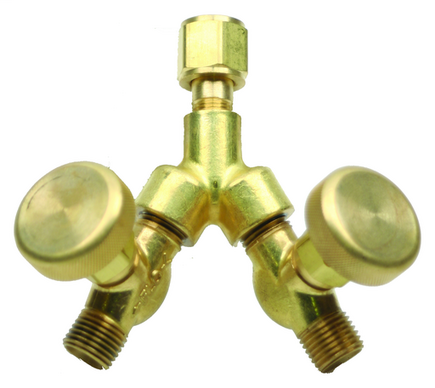 Oxygen "Y" Connection B size / Female Inlet Male Outlets - WITH VALVES xref:WES 111