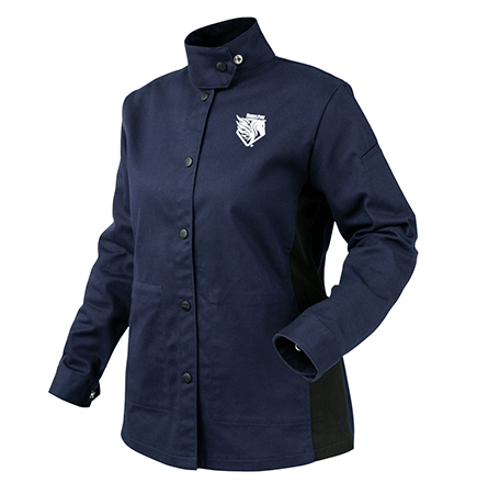 AngelFire® Women's FR Cotton Welding Jacket, Navy & Black Xtra Small