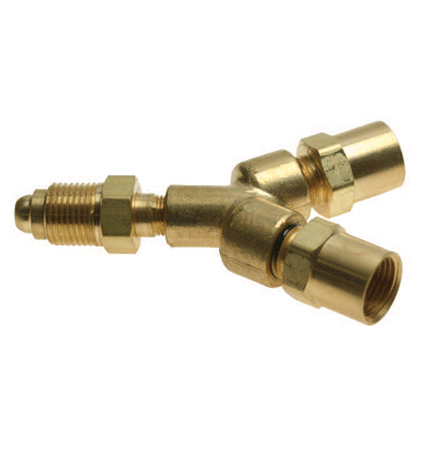 Argon "Y" Connection B size / Male Inlet Female Outlets - NO VALVES xref:WES 401
