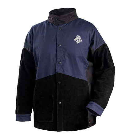 BSX® FR Cotton & Cowhide Hybrid Welding Jacket, Navy & Black Small