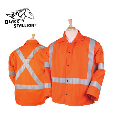 Black Stallion Fire Resistant Orange Jacket with Reflective Tape Size XXL
