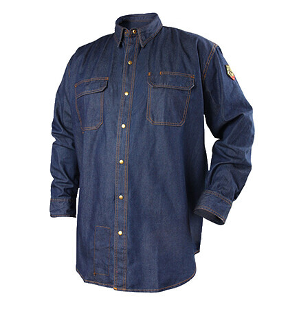 Black Stallion FS8-DNM Flame-Resistant Denim Work Shirt MEDIUM