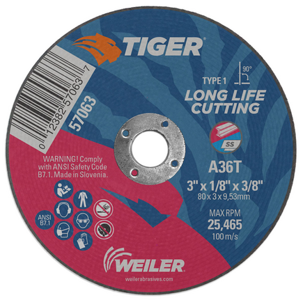 TIGER® Cut Off Wheel 3" x 1/8" x 3/8 a.h.