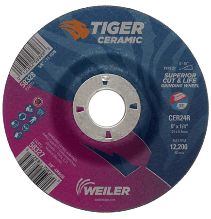 Weiler Ceramic Grinding Disc 5 x 1/4 x 7/8 A.H.