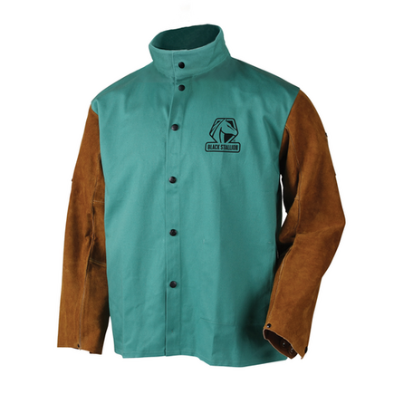 FR Cotton & Cowhide Hybrid Welding Jacket, Green Large