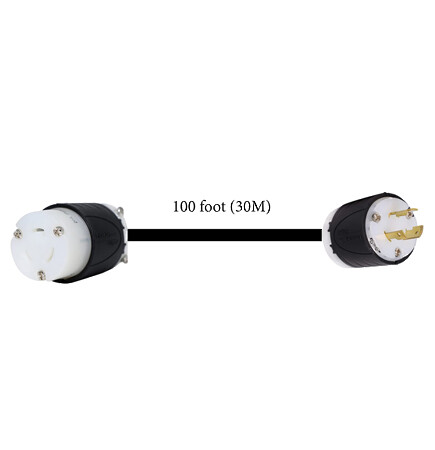 Extension Cord SJ 220 Volt 20 Amp Twistlock L6-20 x 100 foot (30.0m)