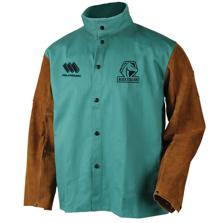 FR Cotton & Cowhide Hybrid Welding Jacket, Green X-Large