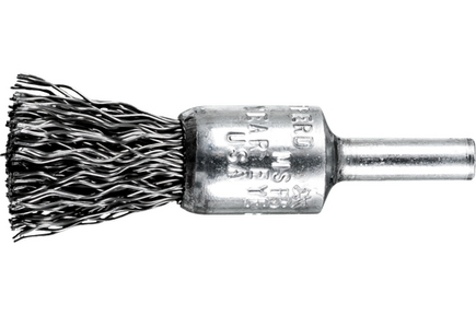 Pferd Stem Mounted Crimped Wire End Brush 1/2 dia x .020" wire Carbon Steel