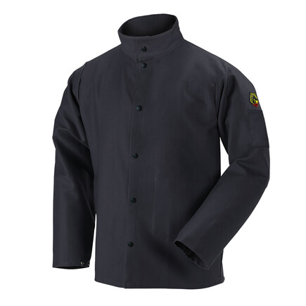 9oz. Flame-Resistant Cotton Welding Jacket, Black Small 9oz. Flame-Resistant Cotton Welding Jacket, Black Small