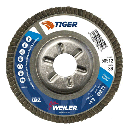 7 x 36 Grit Flap Disc TIGER® ALUMINUM BACK