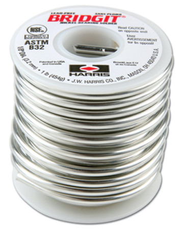 Harris Bridgit Lead Free Plumber Solder 1/8 x 1lb spool