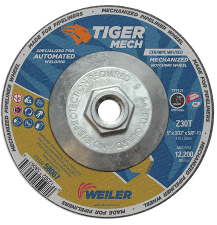 Mechanized Pipeline Wheel 4-1/2 x 3/32 TIGER® ZIRC