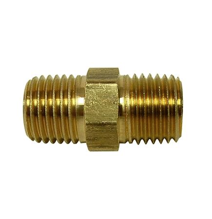 Brass Hex Nipple 1/4" Male 3000 psi