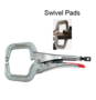 Stronghand Locking C-Clamp 18" Overall x 10 Inch Throat Depth w/ Swivel Pads